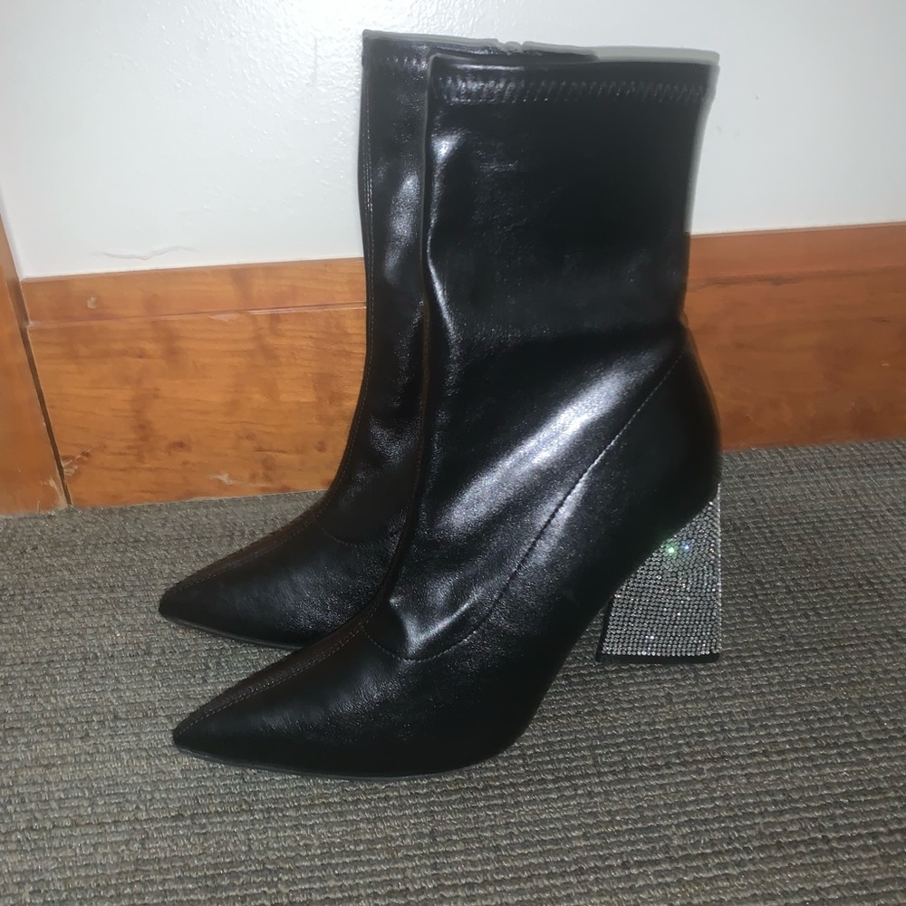 Black rhinestone boots (size 9)